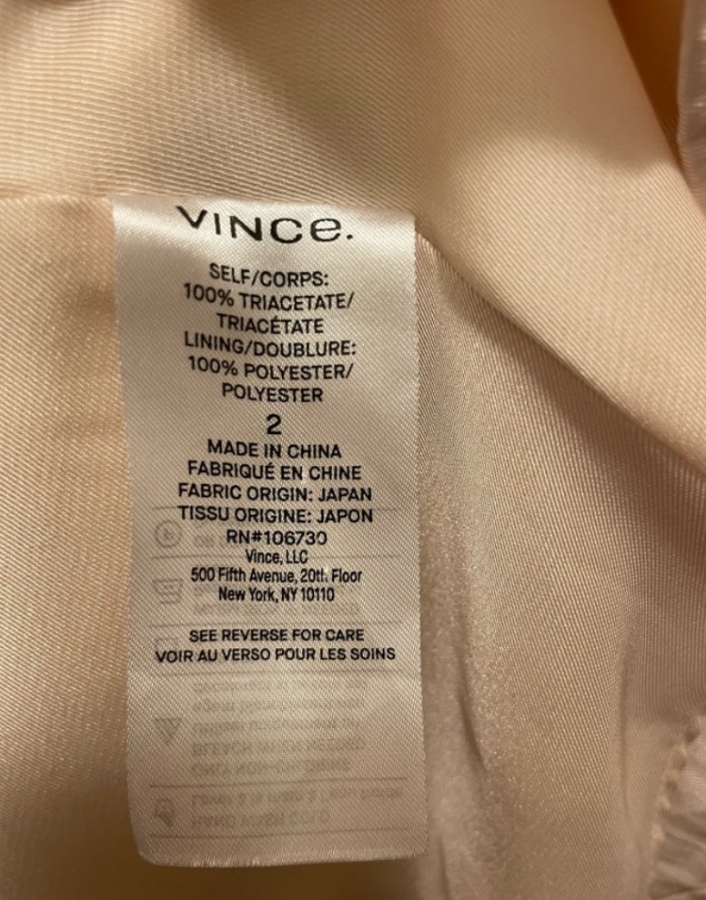 VINCE Long Sleeve Twist Drape Dress In Oat Blush V-Neck Size 2 $395