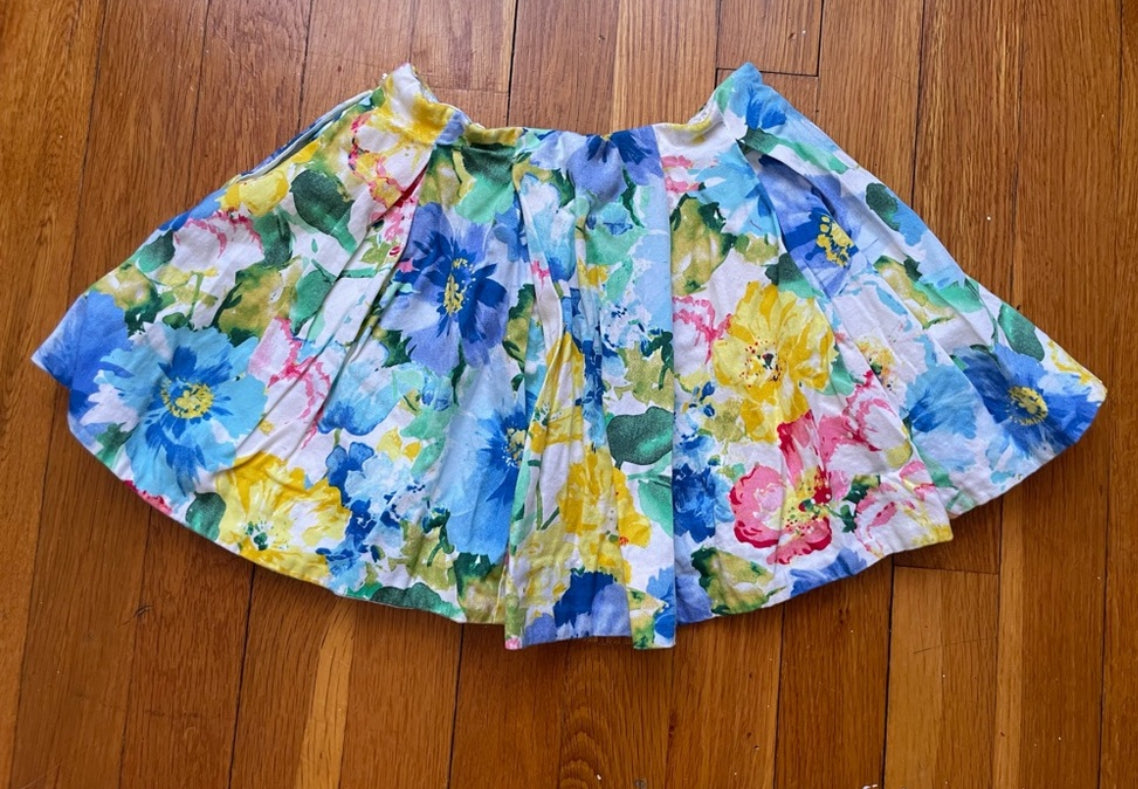 Polo Ralph Lauren Girl’s Floral Mini Pleated Skirt Pockets 100% Cotton Size 4