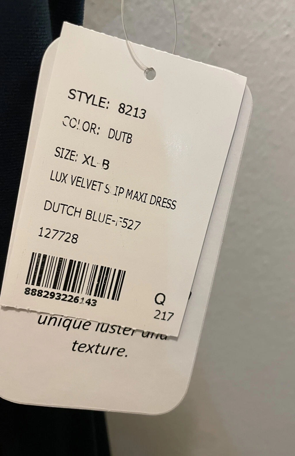 Social Bridesmaid Asymmetrical Shoulder Velvet Maxi Dress Dutch Blue Size XL