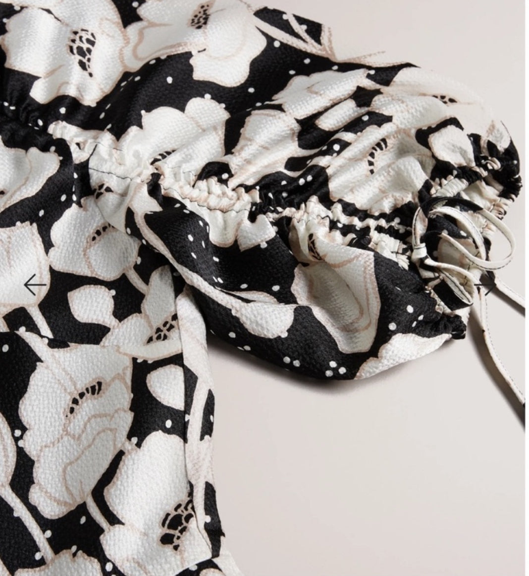 Ted Baker Abriee Puff Sleeve Textured Floral Midi Dress Size 0/US Size 2 $325