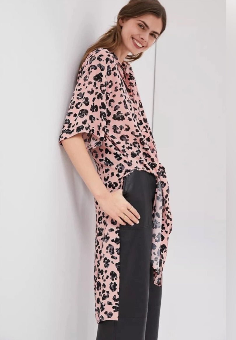 Maeve By Anthropologie Rita Printed Tunic Blouse Leopard Print Size Small