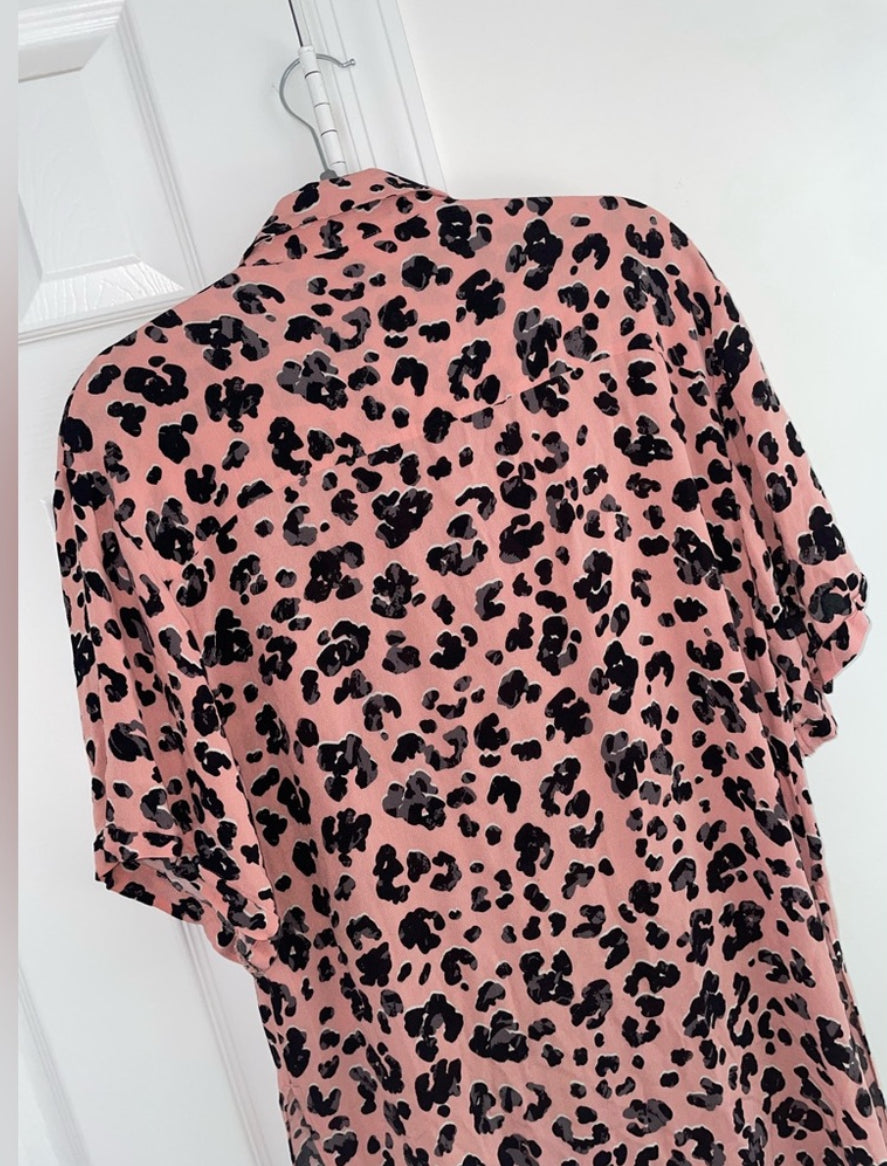 Maeve By Anthropologie Rita Printed Tunic Blouse Leopard Print Size Small