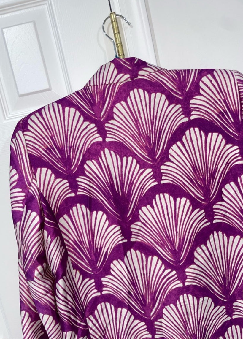 Zara Satin Effect Printed Blazer Purple Multicolor Blogger’s Favorite Size Small