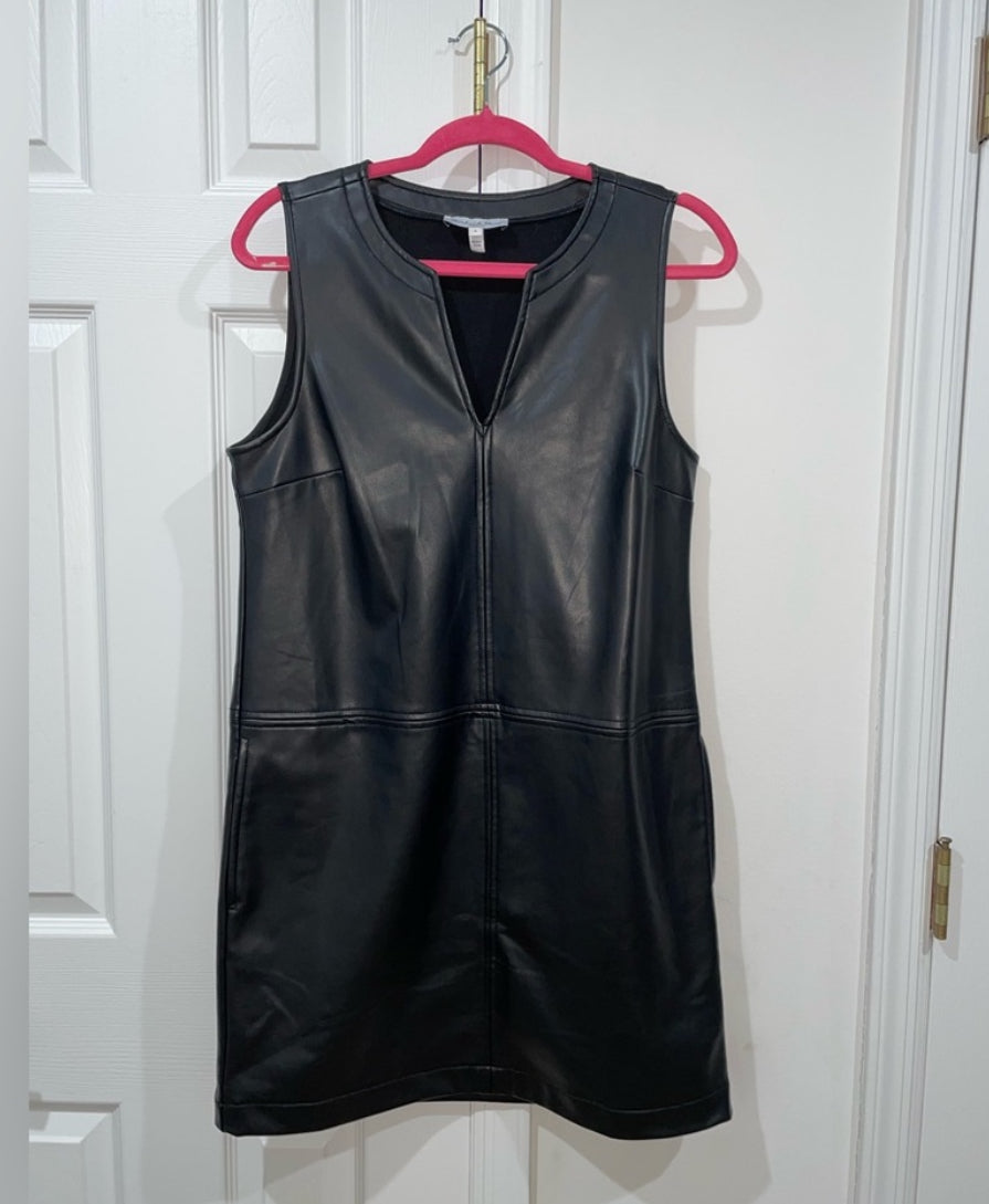Michael Stars Women’s Black Cecilia A-Line Faux Leather Vegan Dress Size S $168