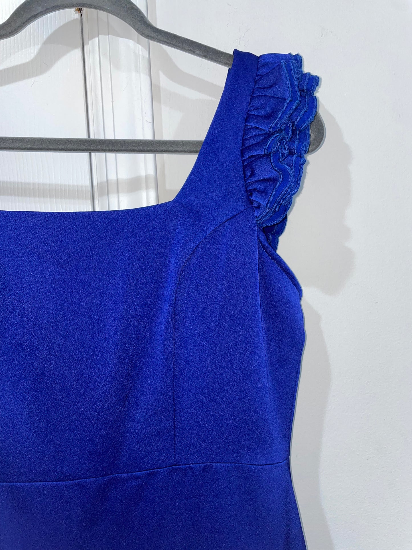 Aidan Mattox Royal Sapphire Blue High Low Cocktail Dress Ruffle Sleeve Size 8