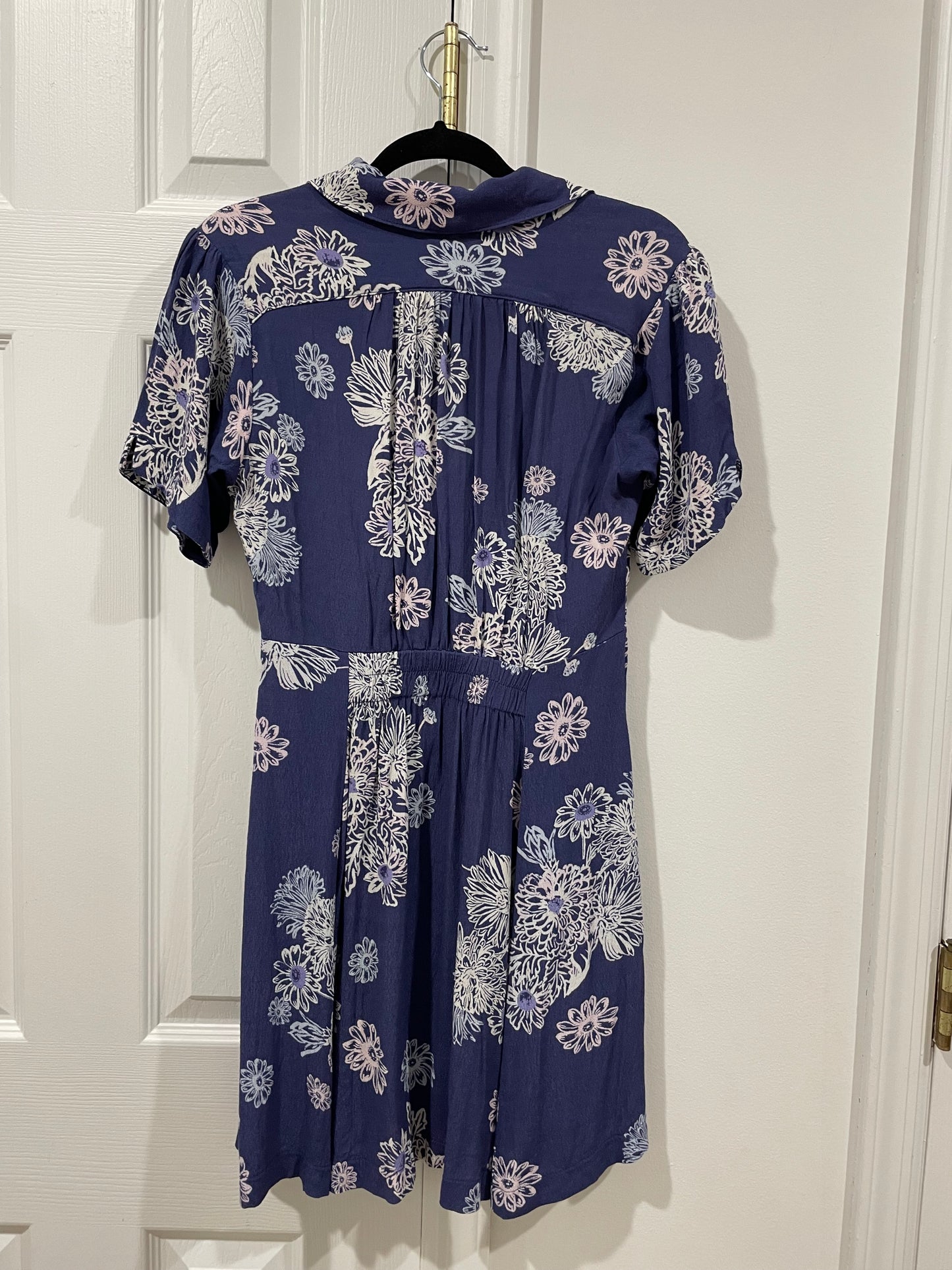Free People Blue Hawaii Fit & Flare Floral Print Short Sleeve Mini Dress Size XS