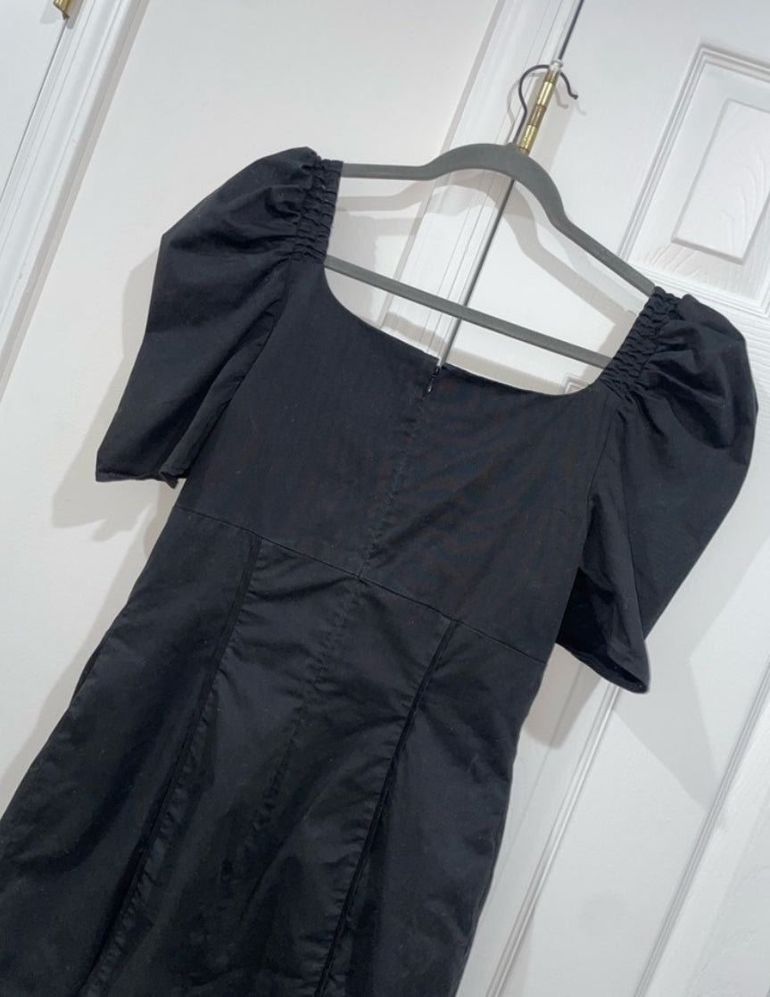 C/MEO Collective Subscribe Dress Black Puff Sleeve Mini Square Neck Size Medium