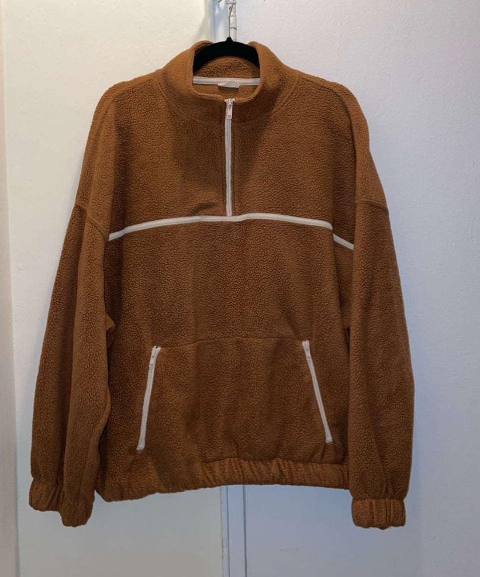 COTTON ON Teddy Fleece Pullover Half Zip Sweatshirt Trendy Size Large