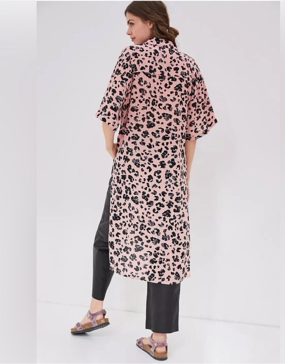 Maeve By Anthropologie Rita Printed Tunic Blouse Leopard Print Size Small