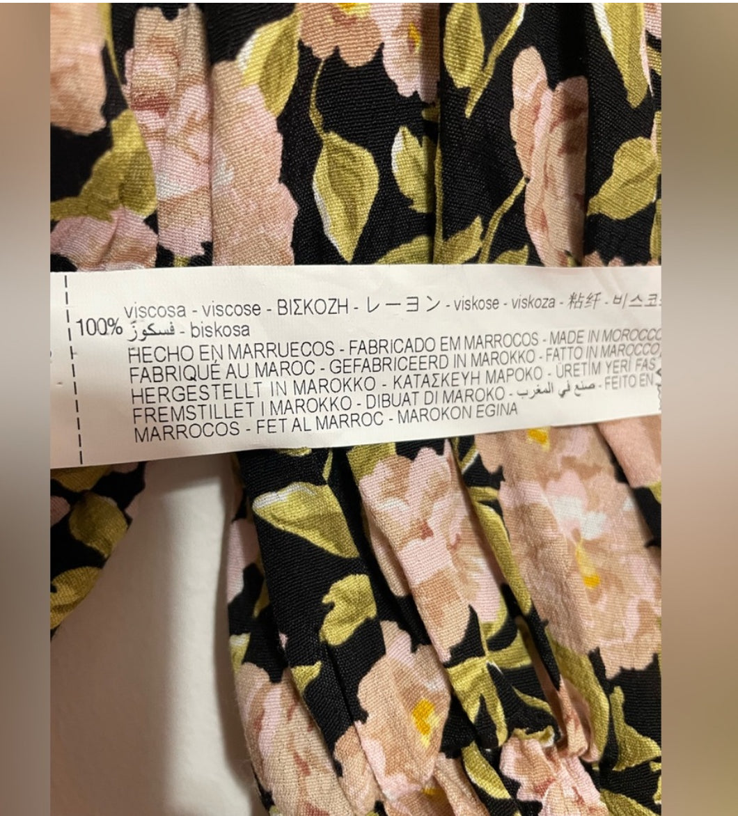 ZARA Floral Print Puff Sleeve Long Sleeve Mini Dress 8533/186 Size XS $70