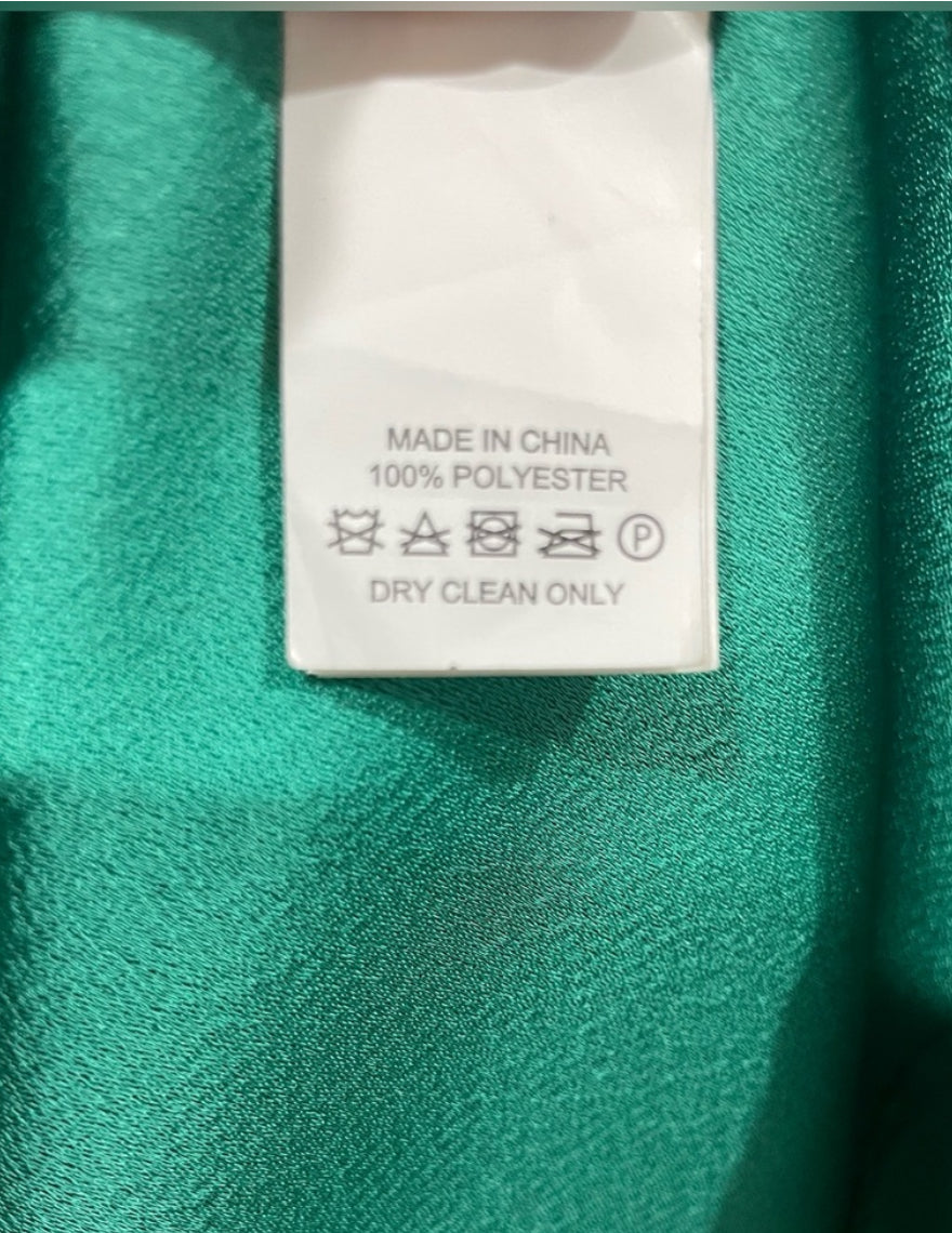 Kate Spade Emerald Green Satin Crepe Flutter Sleeve Shift Dress Size 00 $398