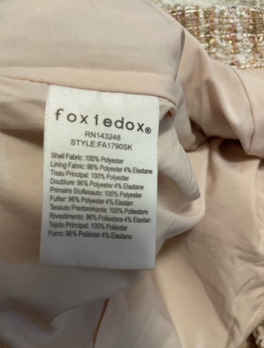 NWOT Foxiedox for ANTHROPOLOGIE Quincy Metallic Tweed Knee Length Skirt Size M