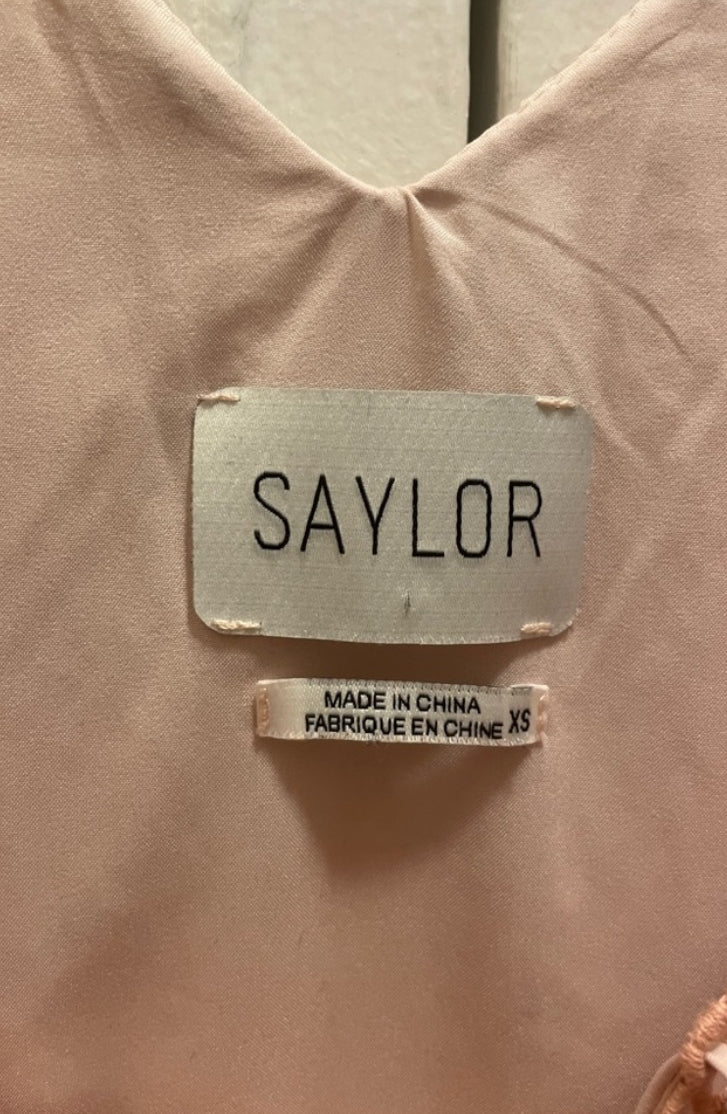 SAYLOR Elana Pink Lace V-Neck Mini Dress With Fringes Size XS