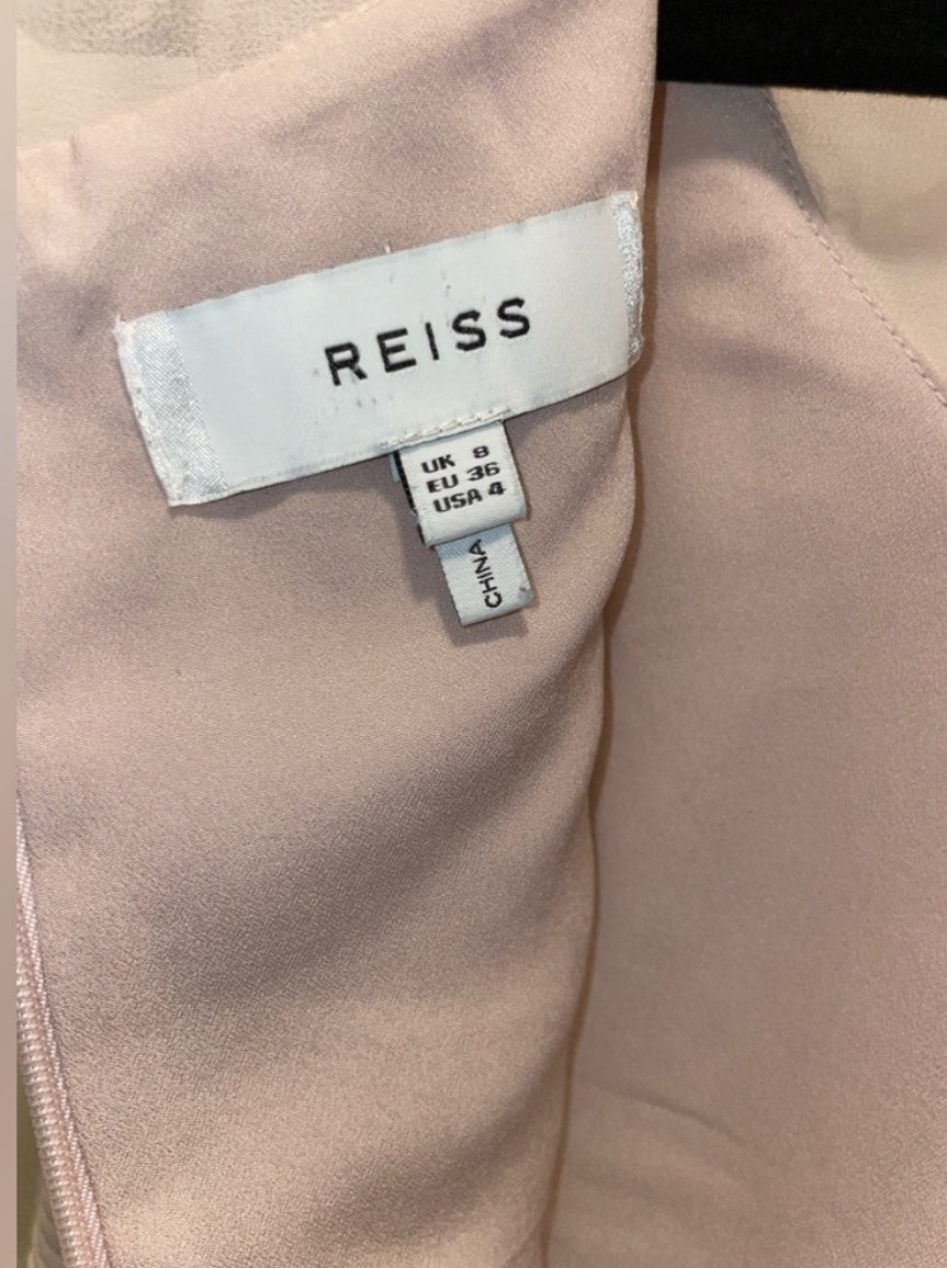 REISS Verde Drop Waist Pink Sleeveless Dress with Sheer Insert Size 4 $360