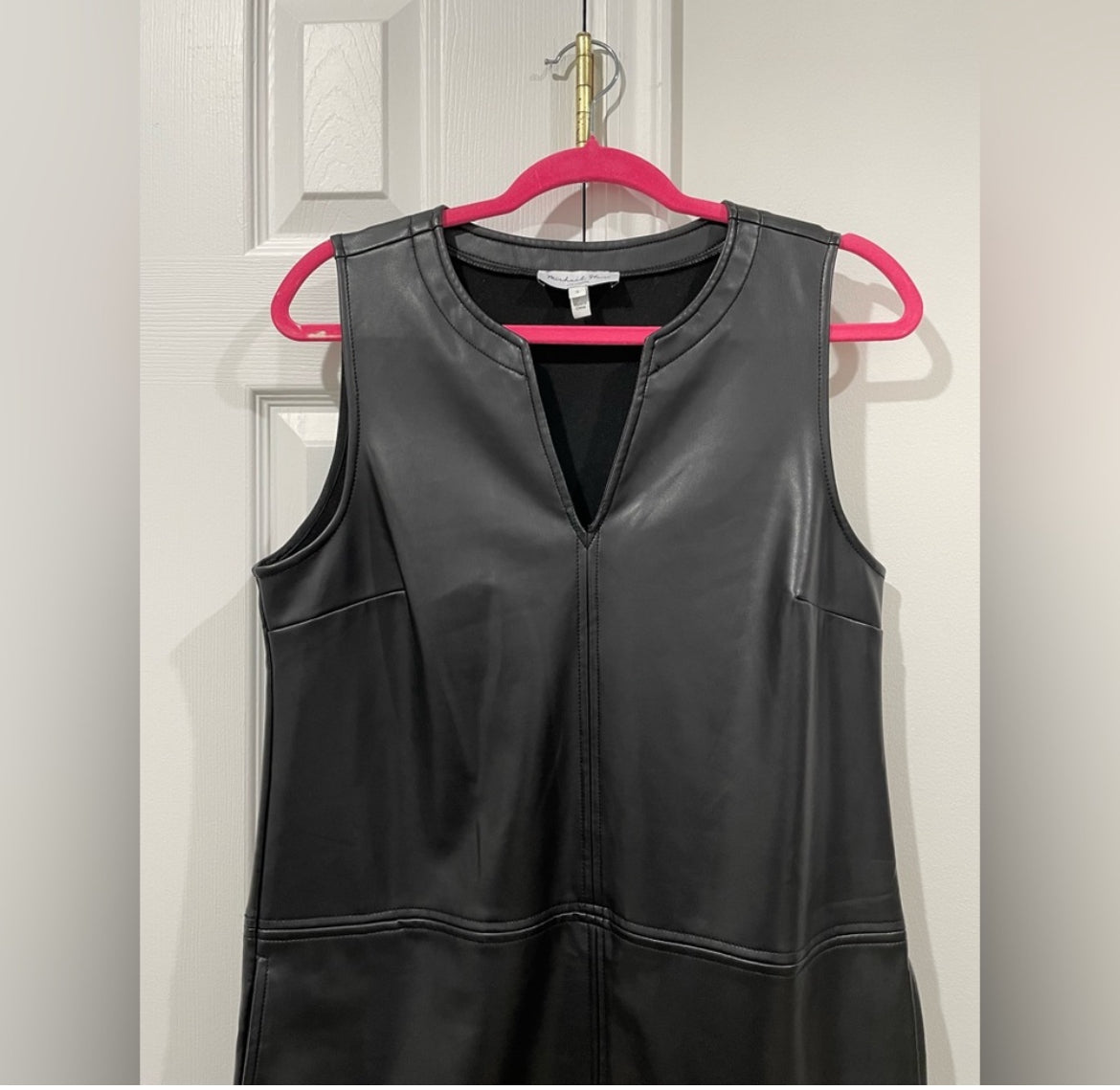 Michael Stars Women’s Black Cecilia A-Line Faux Leather Vegan Dress Size S $168