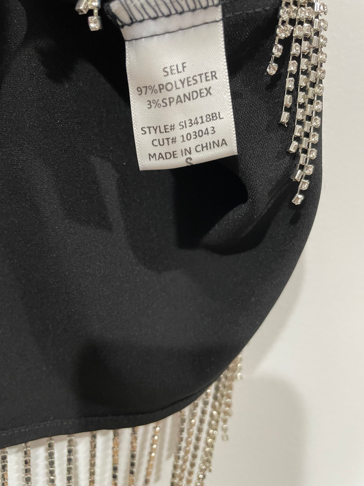 FORE Women's Rhinestone Fringe Black Mini Skirt Size Small $98