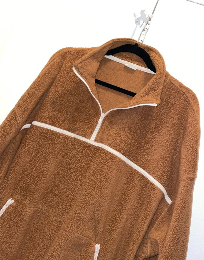 COTTON ON Teddy Fleece Pullover Half Zip Sweatshirt Trendy Size Large