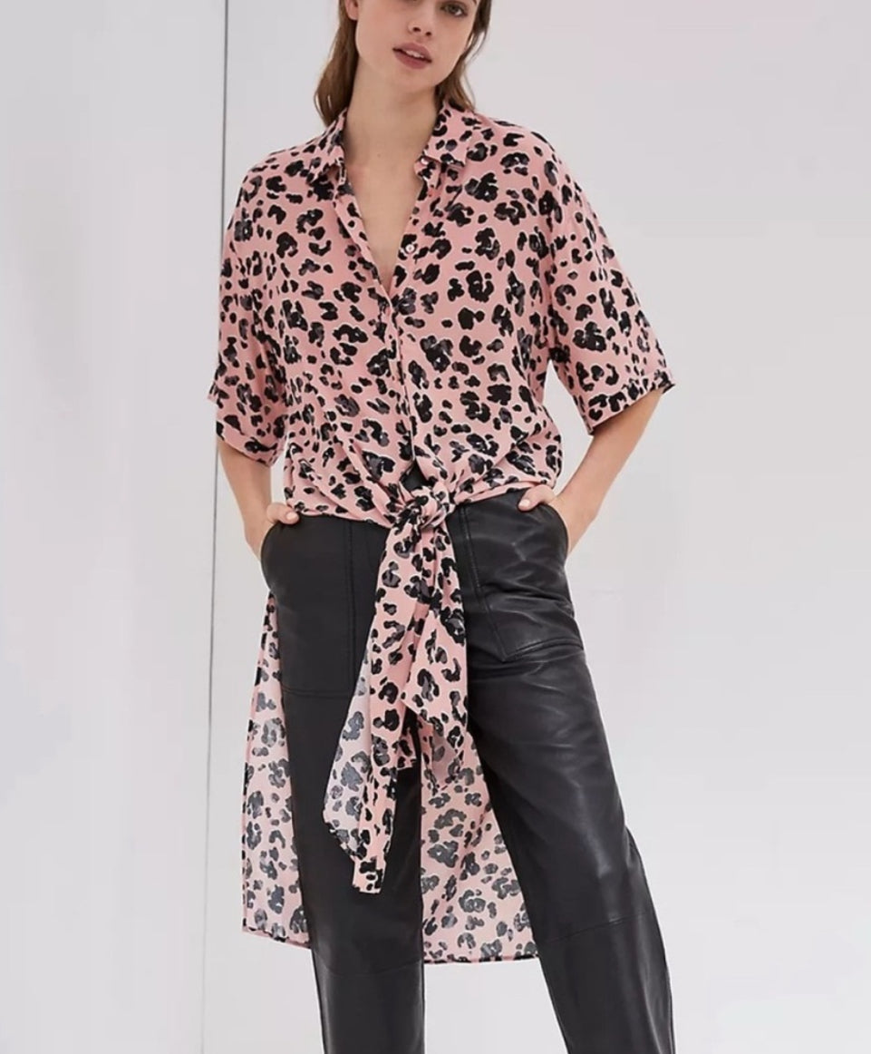 Maeve By Anthropologie Rita Printed Tunic Blouse Leopard Print Size Small