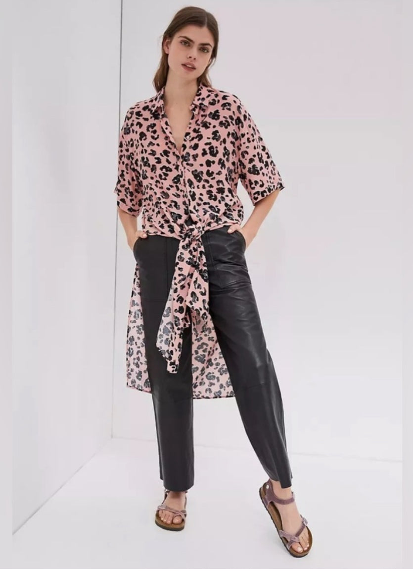 Maeve By Anthropologie Rita Printed Tunic Blouse Leopard Print Size Small