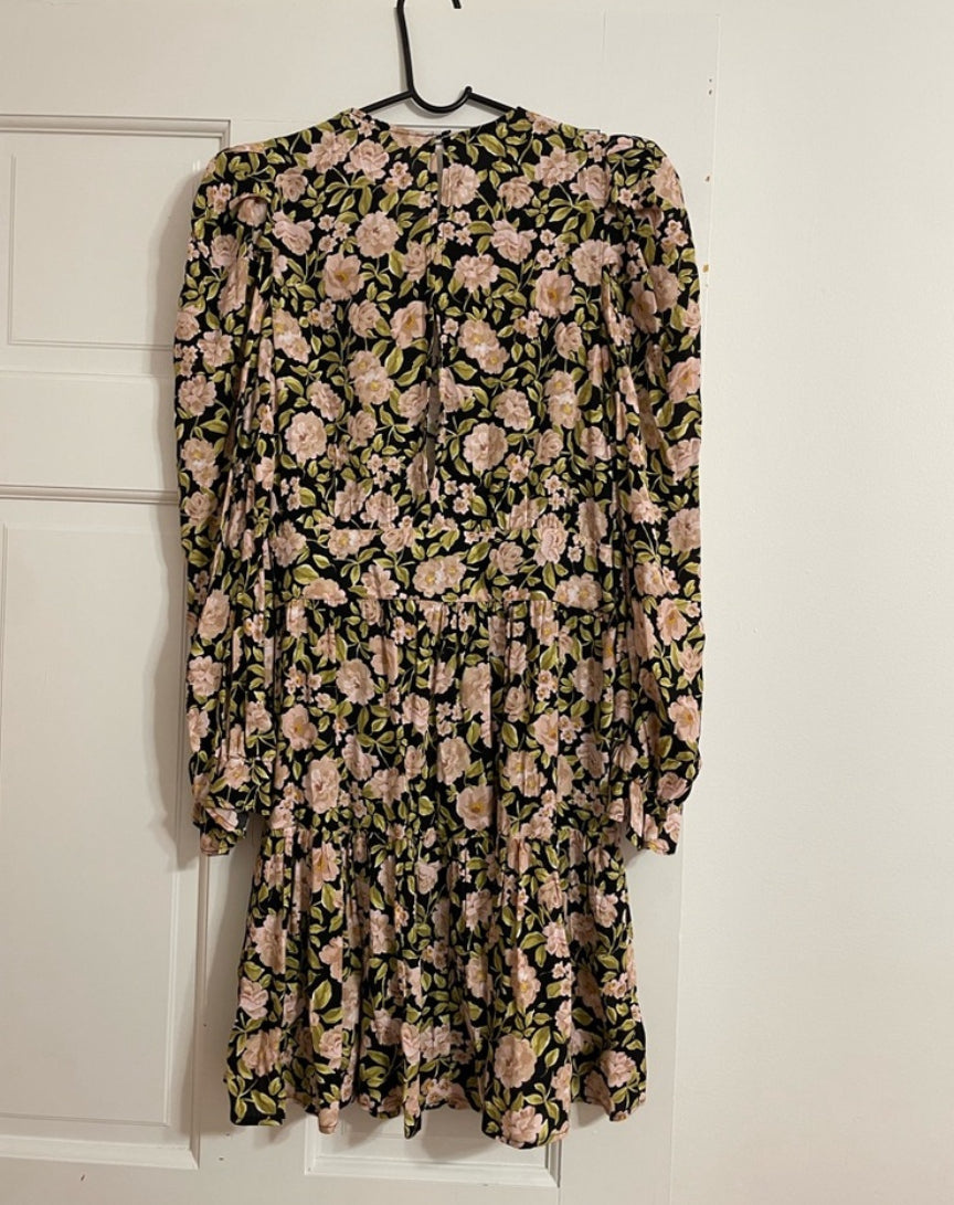 ZARA Floral Print Puff Sleeve Long Sleeve Mini Dress 8533/186 Size XS $70
