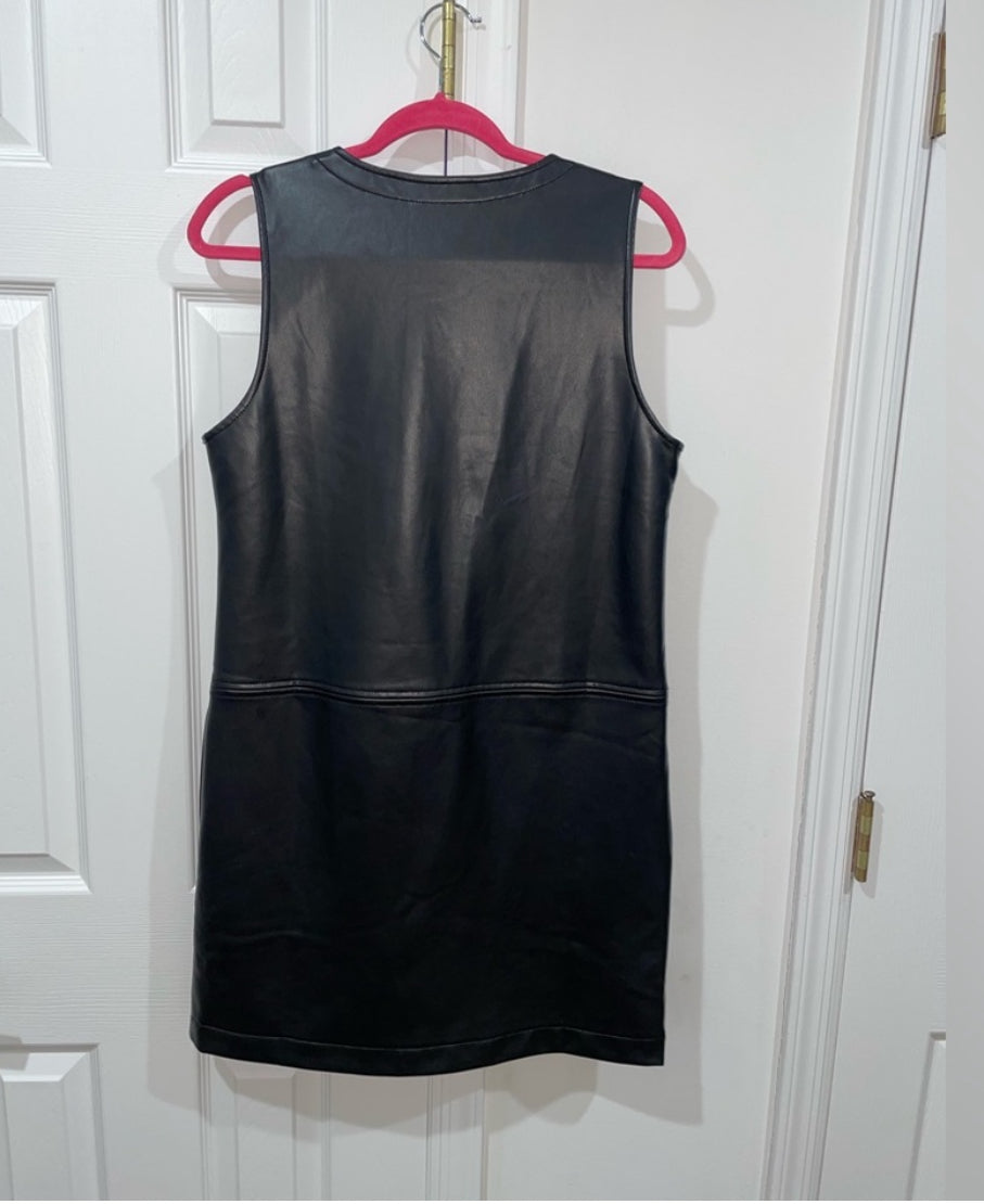 Michael Stars Women’s Black Cecilia A-Line Faux Leather Vegan Dress Size S $168