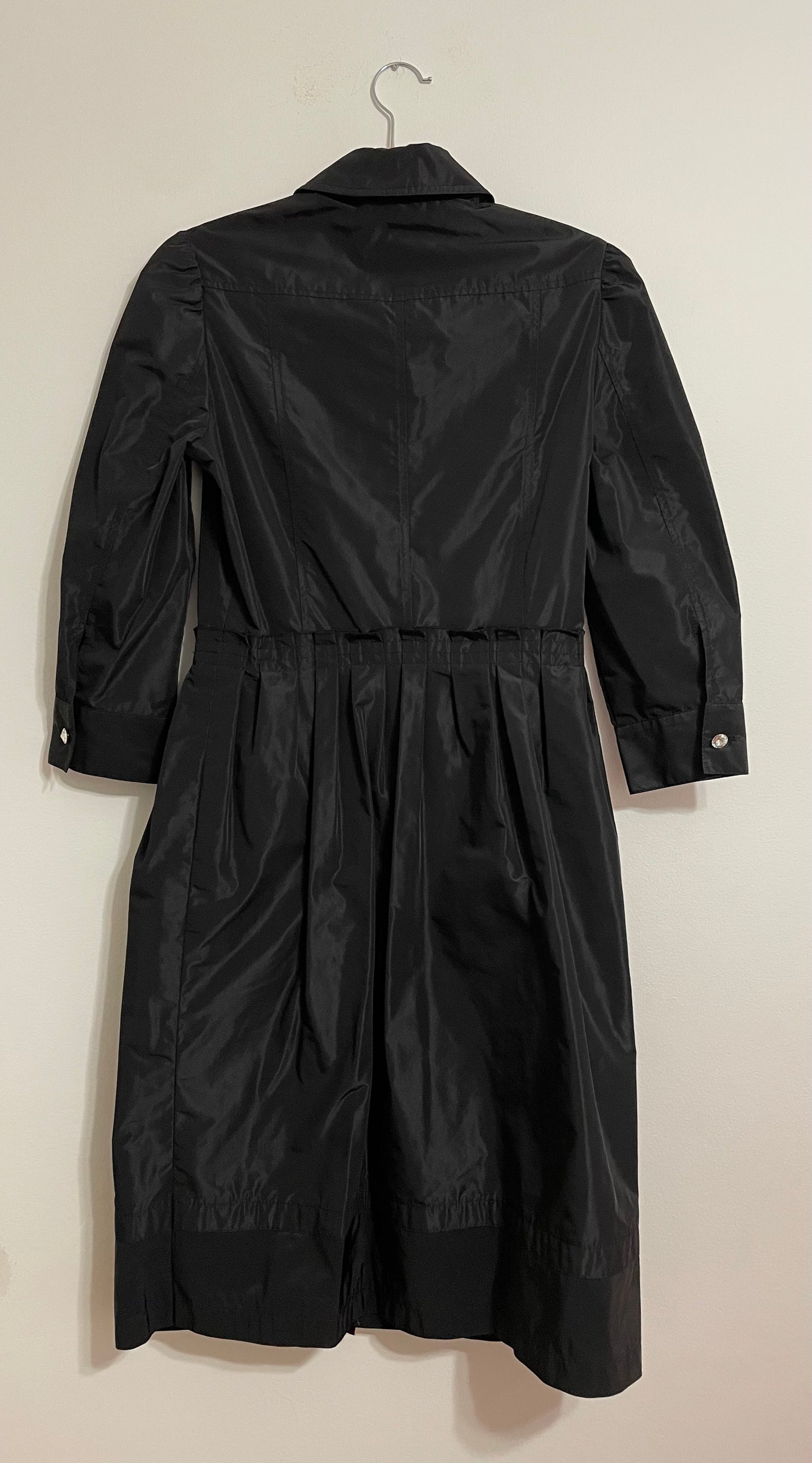Pink Tartan Glossy Taffeta Black Collared Midi Shirt Dress Size 6