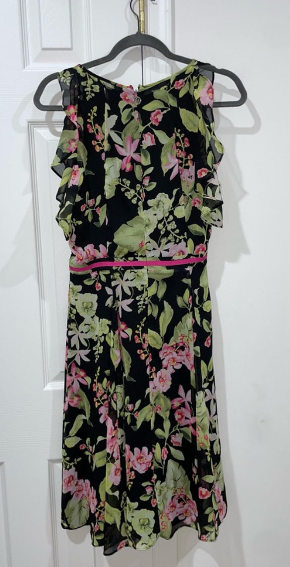 Tommy Hilfiger Floral Chiffon Ruffle Sleeveless Fit & Flare Midi Dress Size 6
