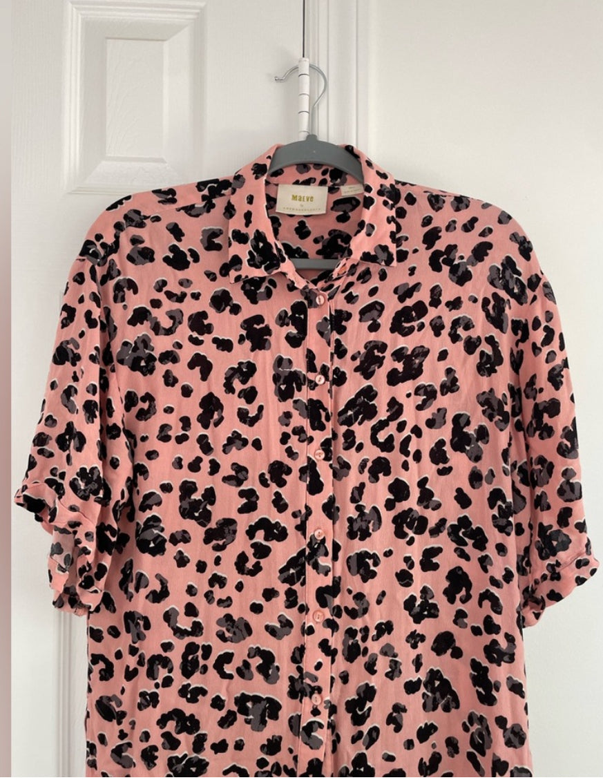 Maeve By Anthropologie Rita Printed Tunic Blouse Leopard Print Size Small