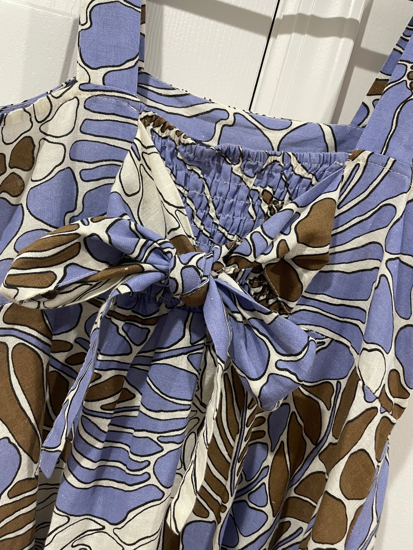 NWT Spighe Di Lino Linen Blend Made In Italy Midi Dress Periwinkle/Brown Size M