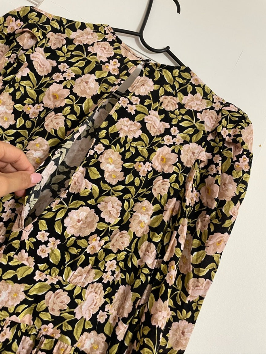 ZARA Floral Print Puff Sleeve Long Sleeve Mini Dress 8533/186 Size XS $70