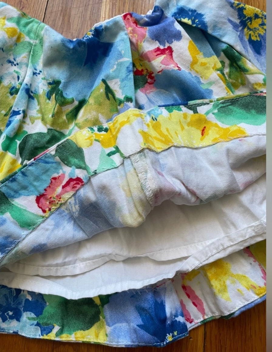 Polo Ralph Lauren Girl’s Floral Mini Pleated Skirt Pockets 100% Cotton Size 4