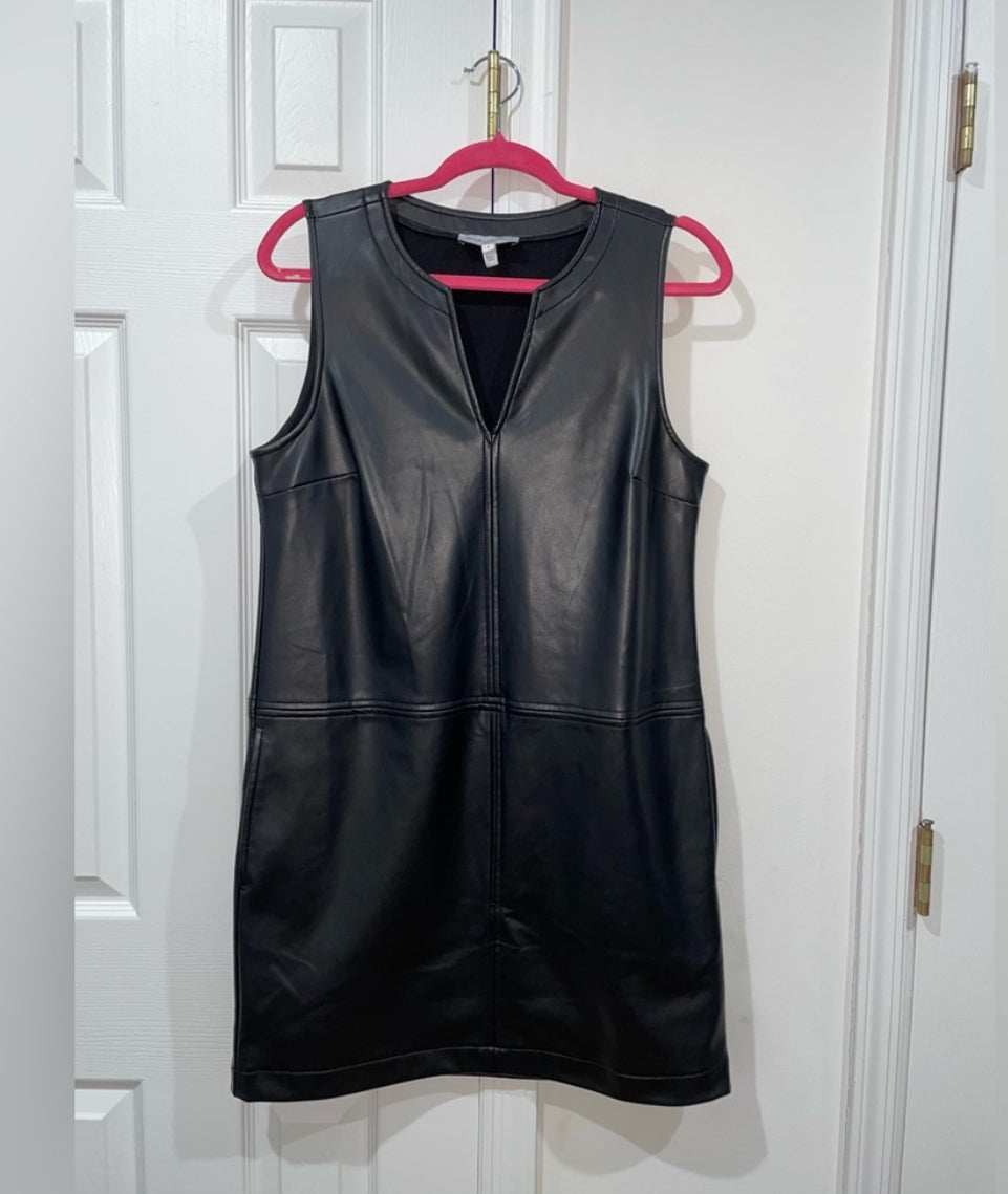 Michael Stars Women’s Black Cecilia A-Line Faux Leather Vegan Dress Size S $168