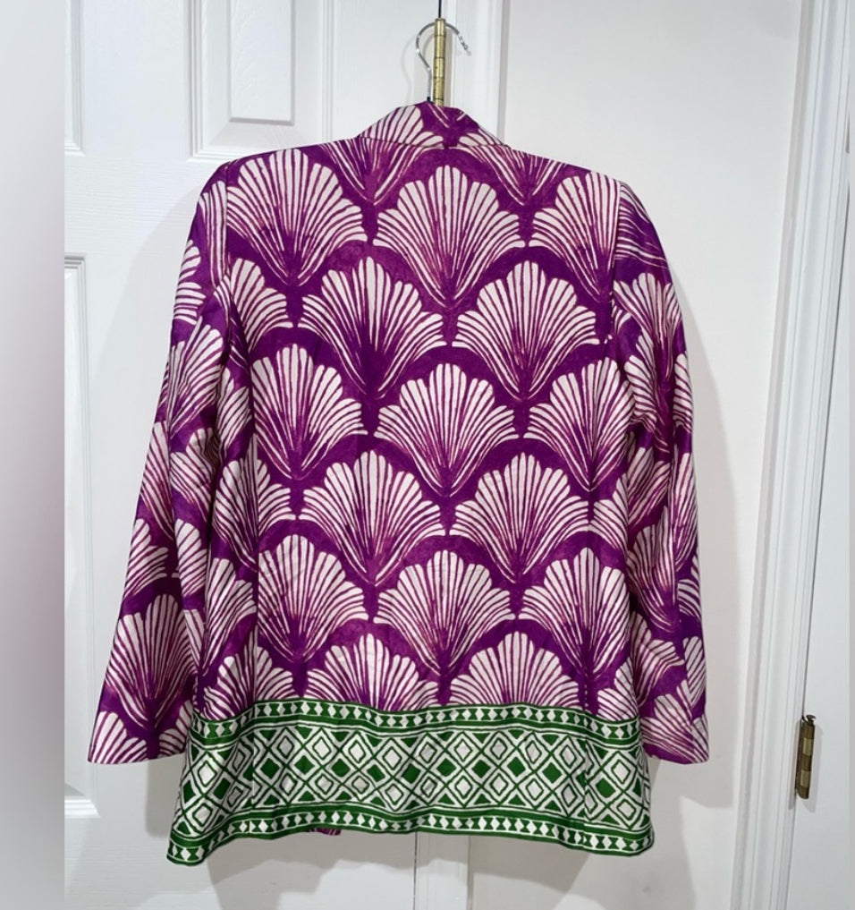 Zara Satin Effect Printed Blazer Purple Multicolor Blogger’s Favorite Size Small
