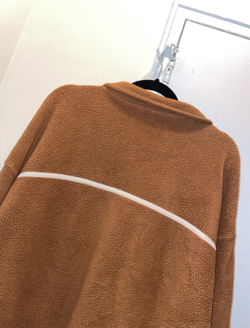 COTTON ON Teddy Fleece Pullover Half Zip Sweatshirt Trendy Size Large