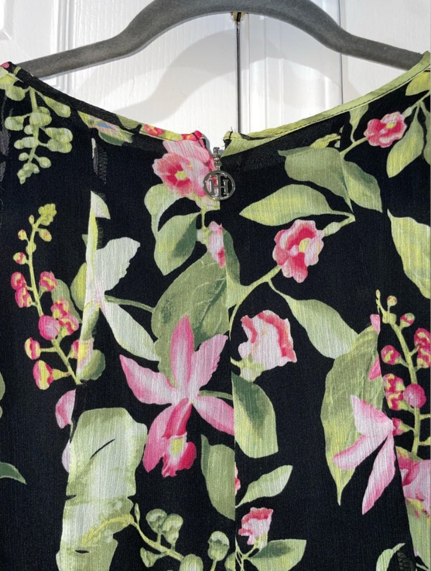 Tommy Hilfiger Floral Chiffon Ruffle Sleeveless Fit & Flare Midi Dress Size 6