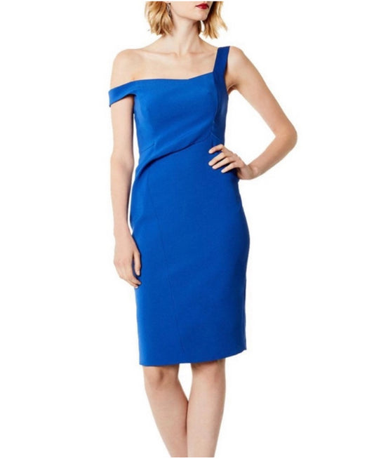 Karen Millen Asymmetric Sheath Bodycon Dress Royal Blue Size 4 $350