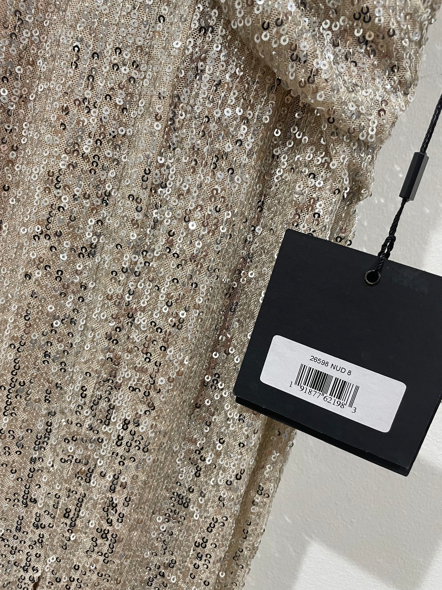 NWT Leena Mac Duggal Sequin Sheath Gown Champagne Nude Dress Size 8 $398 26598