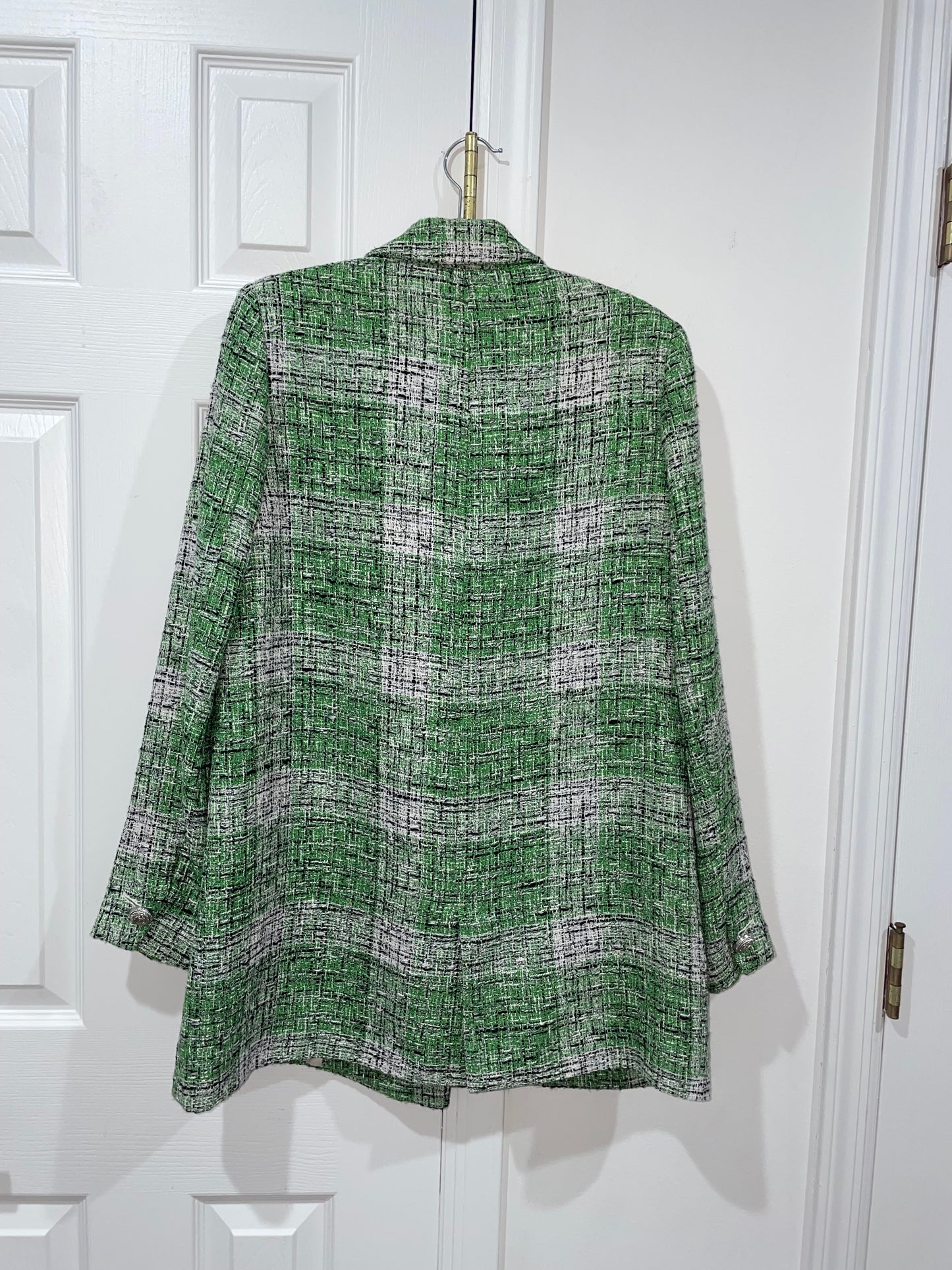 Zara Green Plaid Tweed Oversized Blazer Jacket Blogger’s Fave Size Small