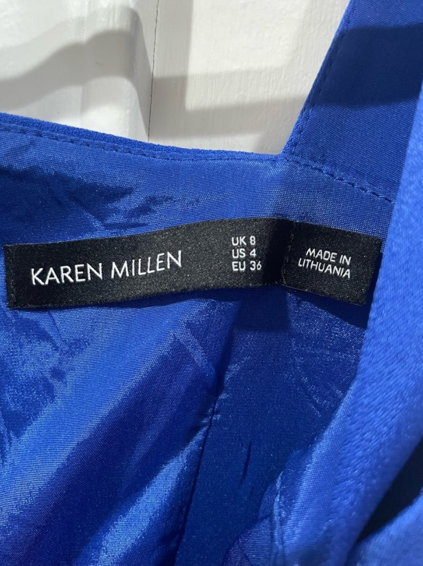 Karen Millen Asymmetric Sheath Bodycon Dress Royal Blue Size 4 $350
