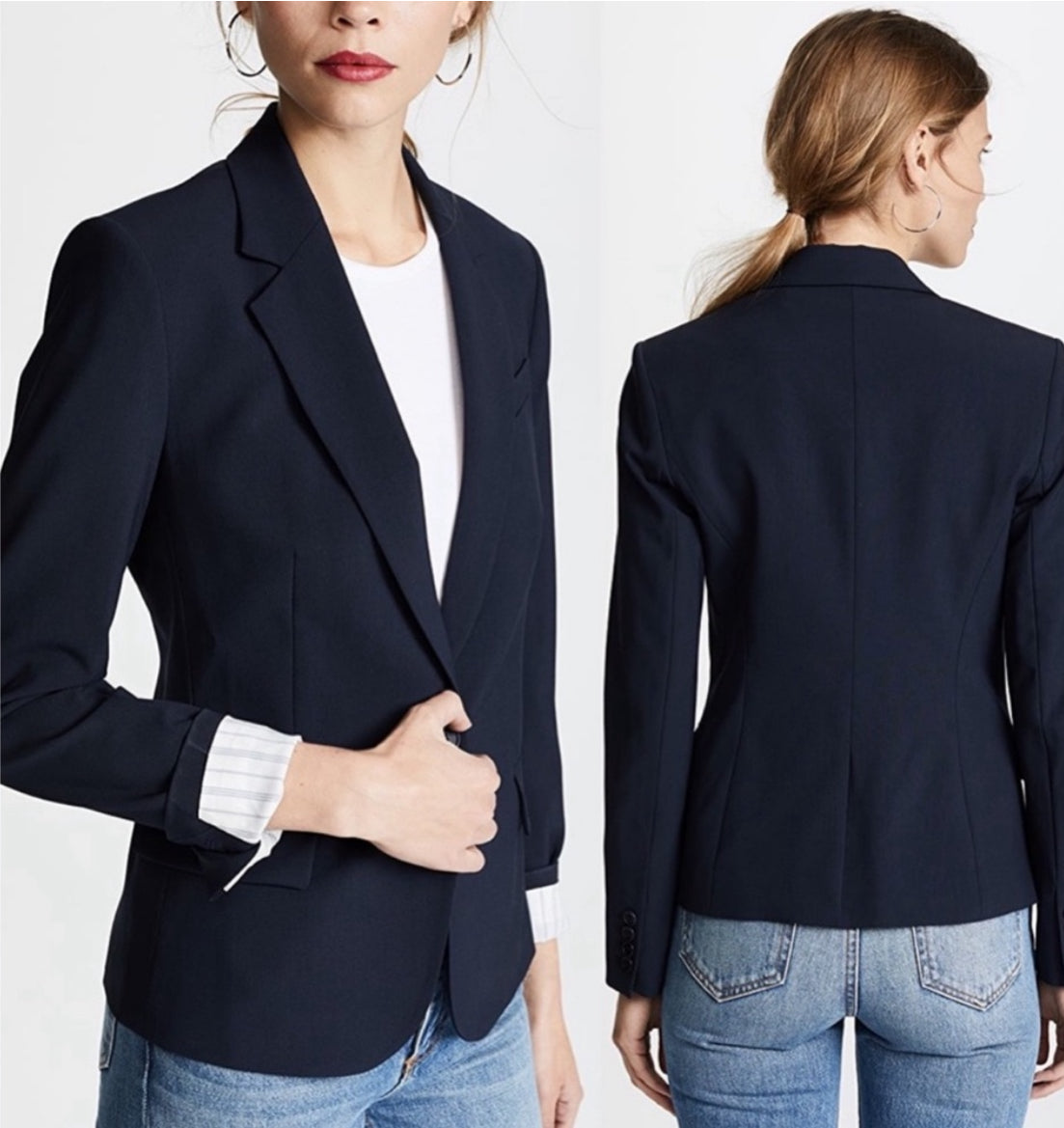 Theory Gabe N Edition Deep Blue Virgin Wool Slim Fit Blazer Size 10 $425