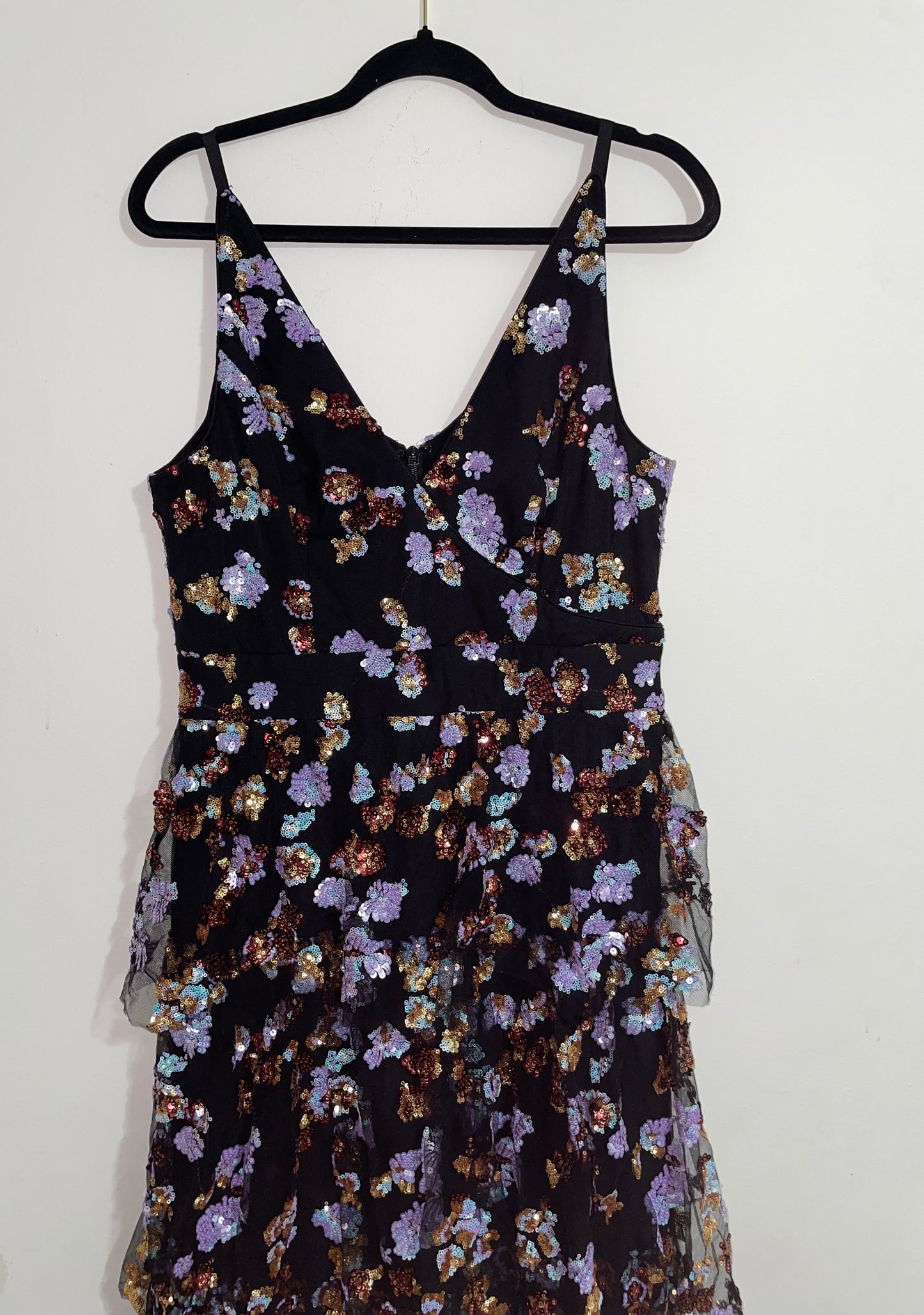 Dress The Population Lorain Floral Sequin Tiered A-Line Gown Size XXL $698