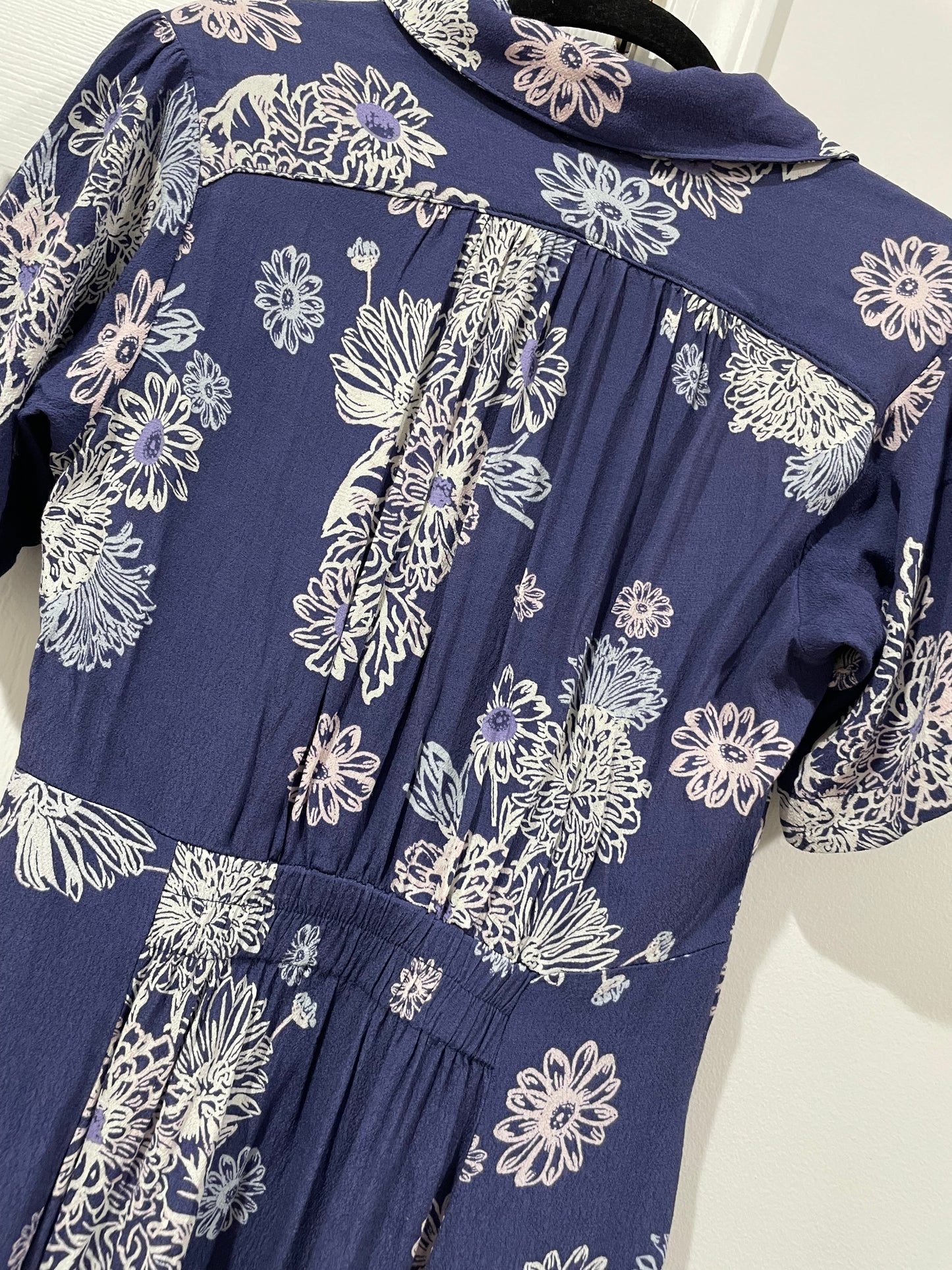 Free People Blue Hawaii Fit & Flare Floral Print Short Sleeve Mini Dress Size XS
