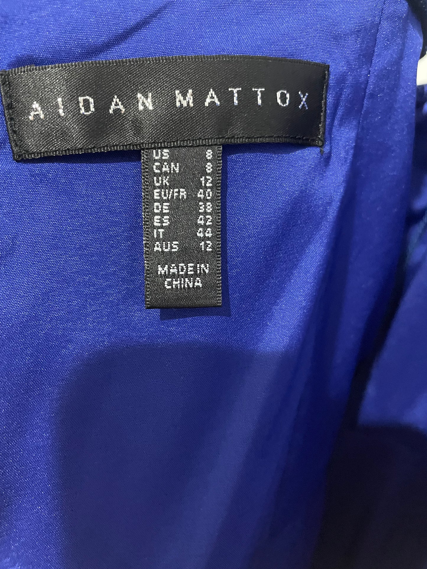 Aidan Mattox Royal Sapphire Blue High Low Cocktail Dress Ruffle Sleeve Size 8