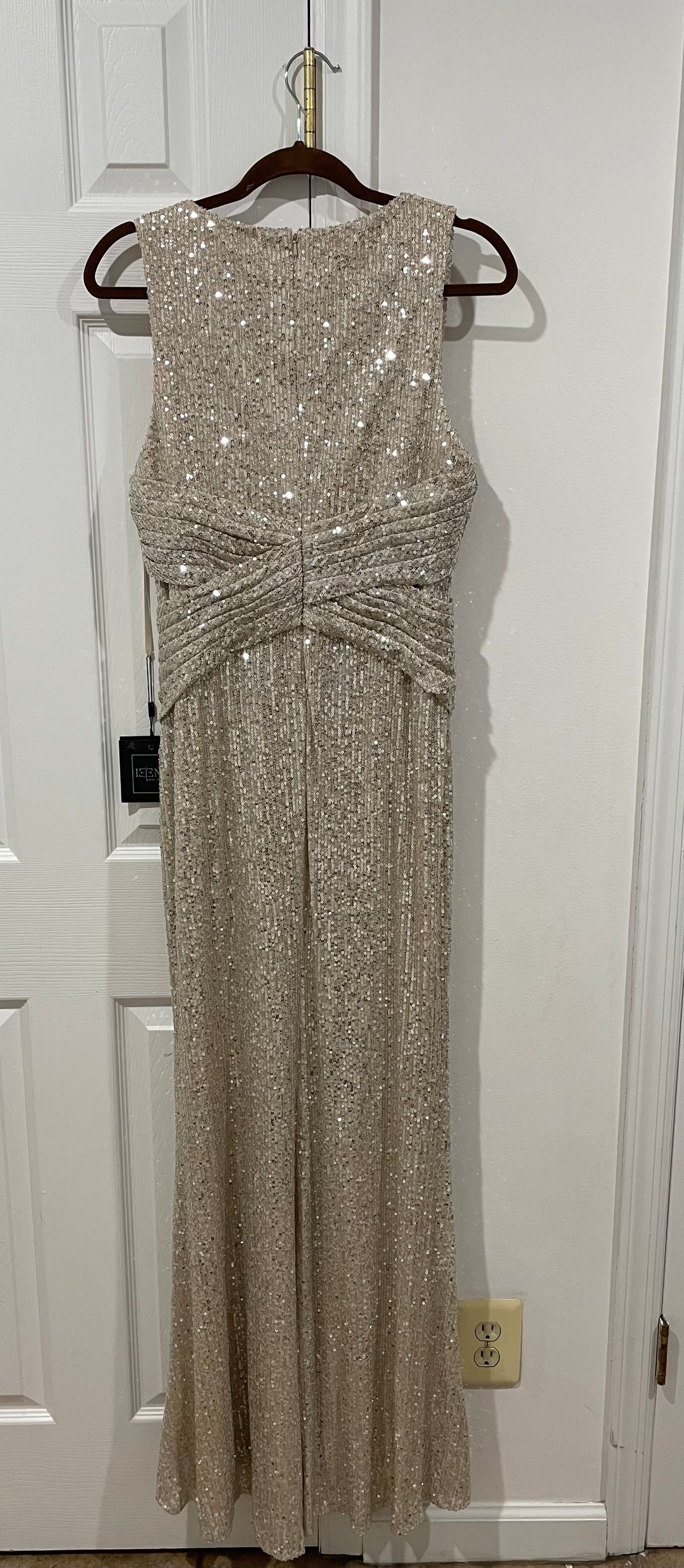 NWT Leena Mac Duggal Sequin Sheath Gown Champagne Nude Dress Size 8 $398 26598