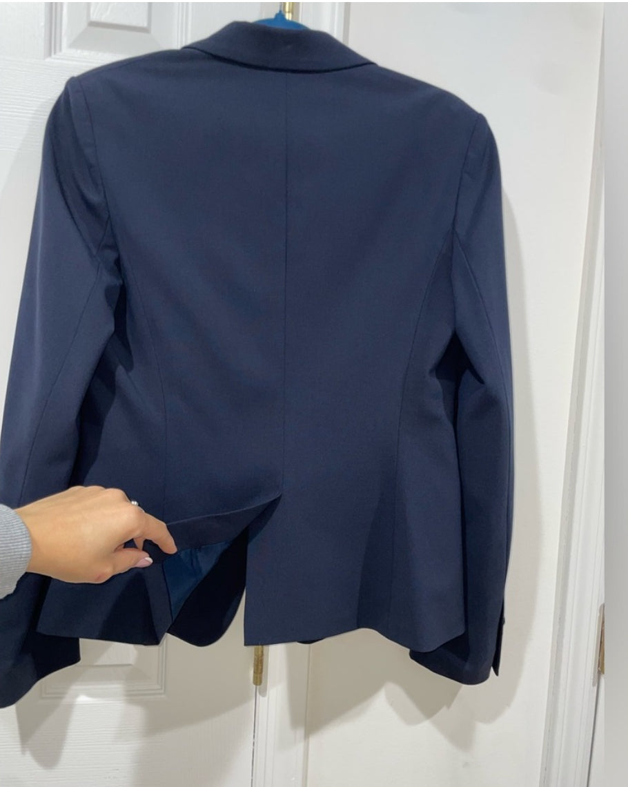 Theory Gabe N Edition Deep Blue Virgin Wool Slim Fit Blazer Size 10 $425