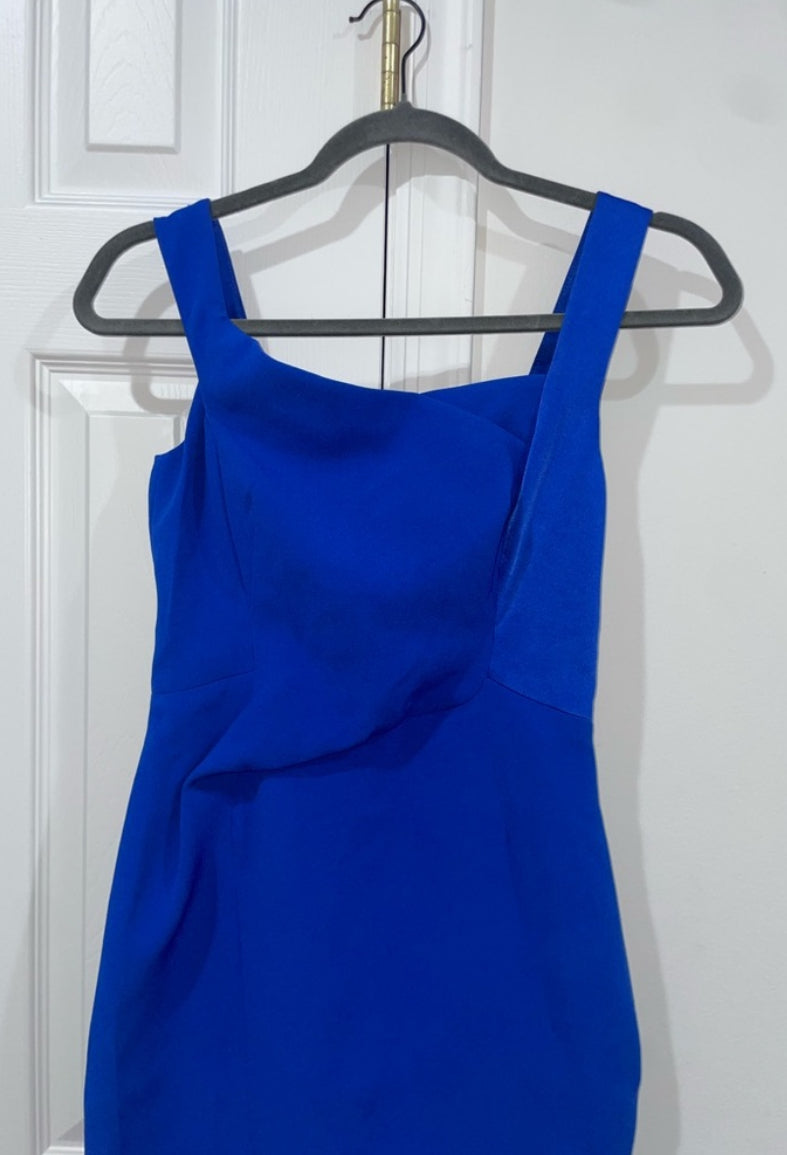 Karen Millen Asymmetric Sheath Bodycon Dress Royal Blue Size 4 $350