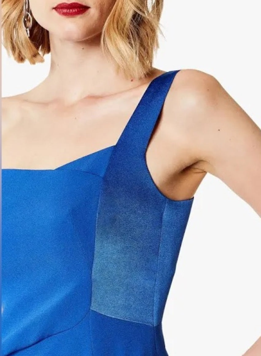 Karen Millen Asymmetric Sheath Bodycon Dress Royal Blue Size 4 $350