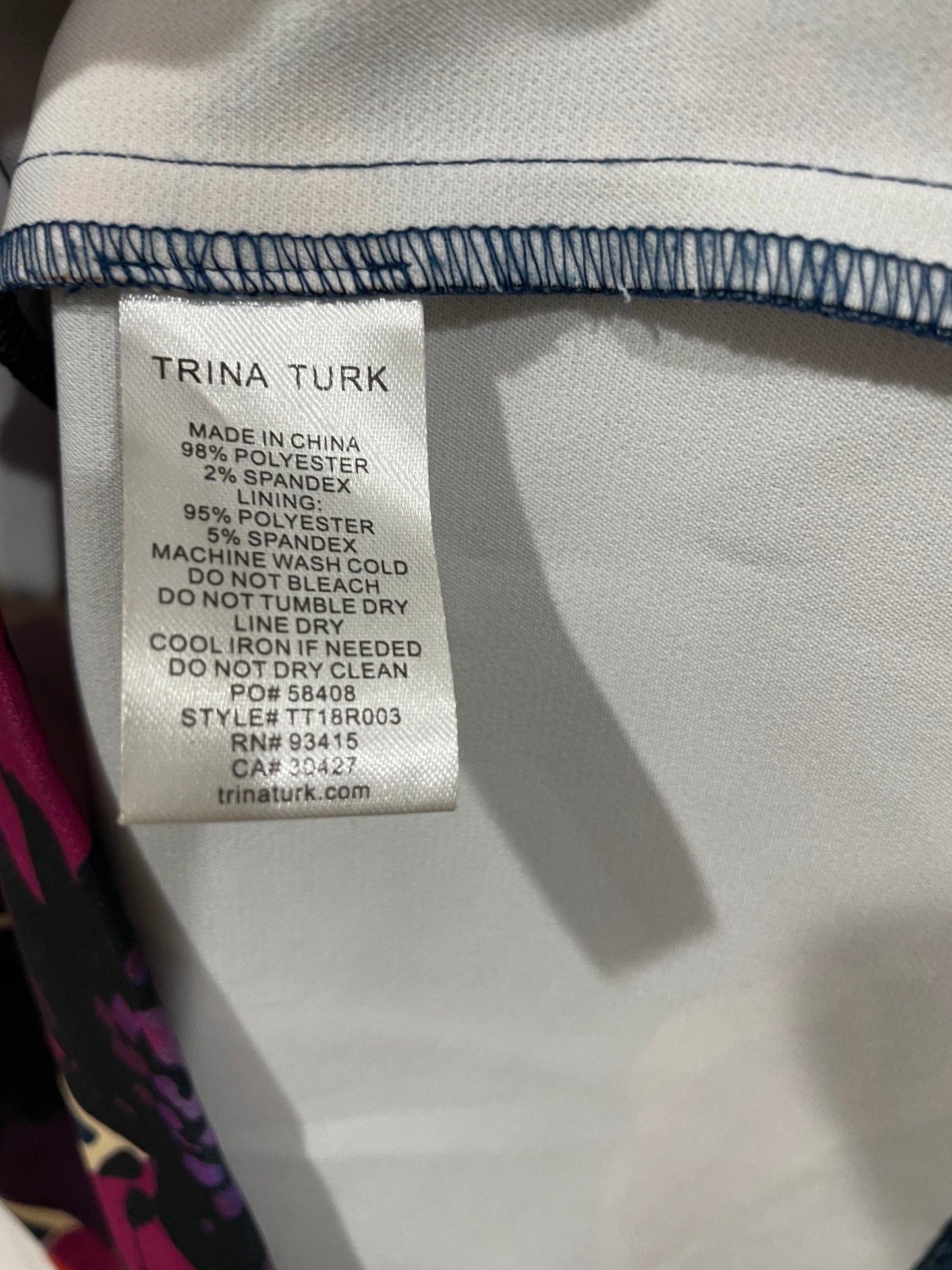 Trina Turk Mamie Blue Floral Bell Sleeve V-Neck Dress Size 0 $168