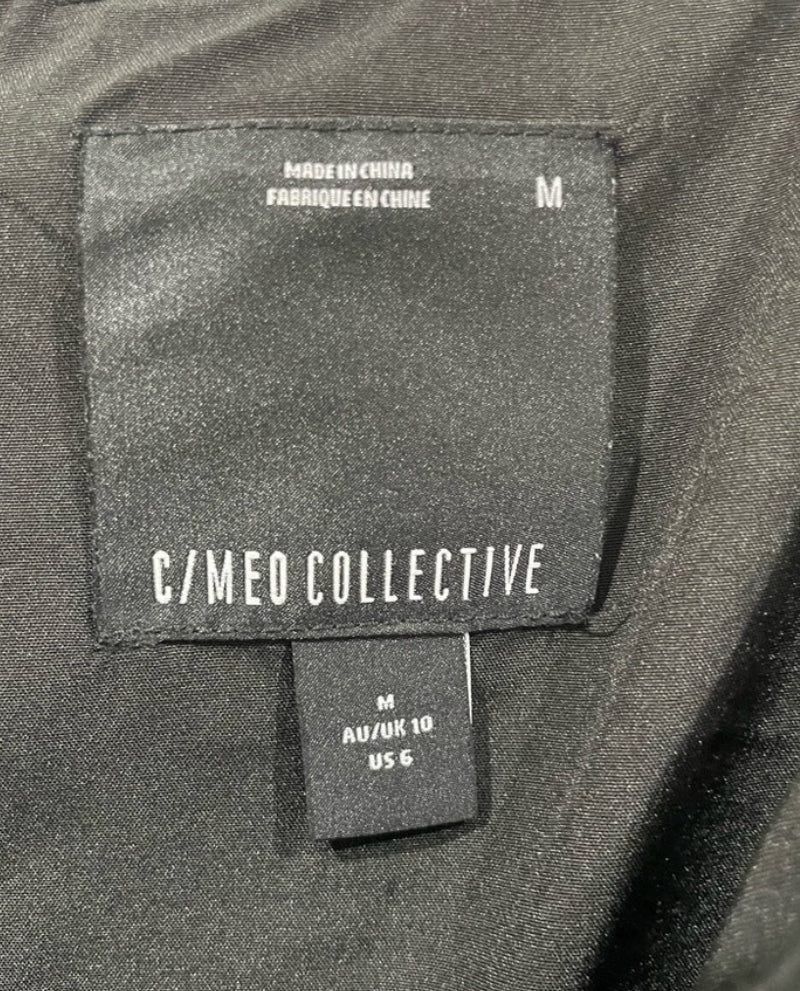 C/MEO Collective Subscribe Dress Black Puff Sleeve Mini Square Neck Size Medium