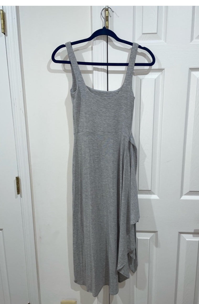 Aritzia Wilfred Heather Gray Saturn Drapey Midi Resort Wrap Dress Size XS